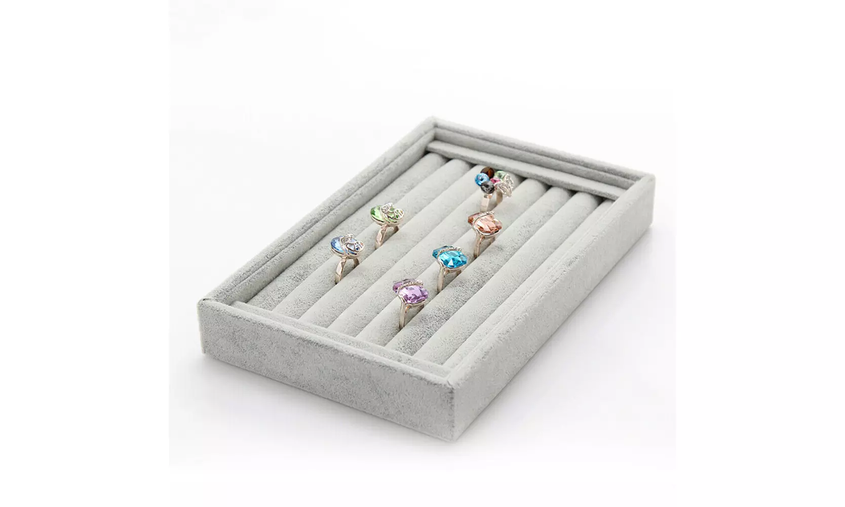 1-2 Pc Velvet Jewelry Ring Display Organizer Tray Holder Earring Storage Case