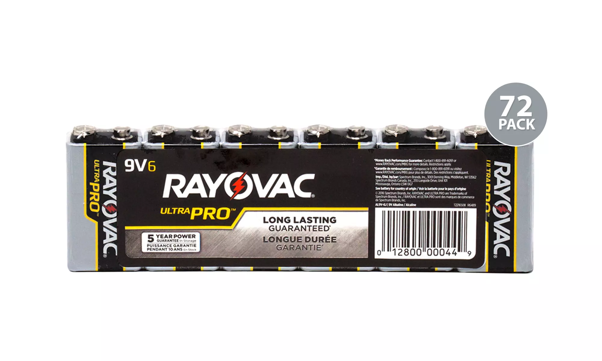 Rayovac Ultra Pro Alkaline 9V Batteries (1 Box - 72 Batteries) BULK - Primary Image