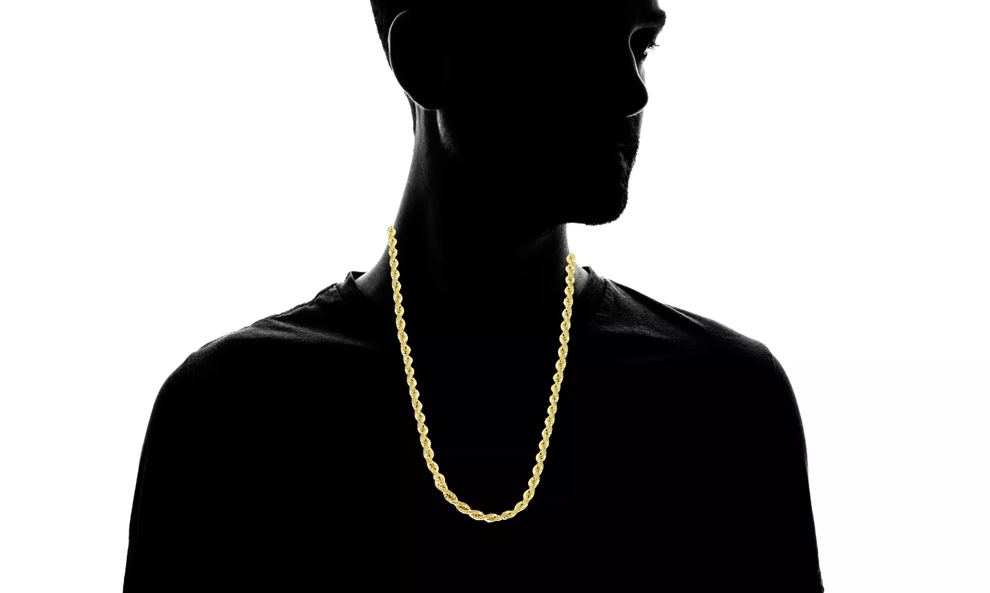 Mens Big 14K Gold Plated Rope Chain Necklace by Elite Force - Second Medium