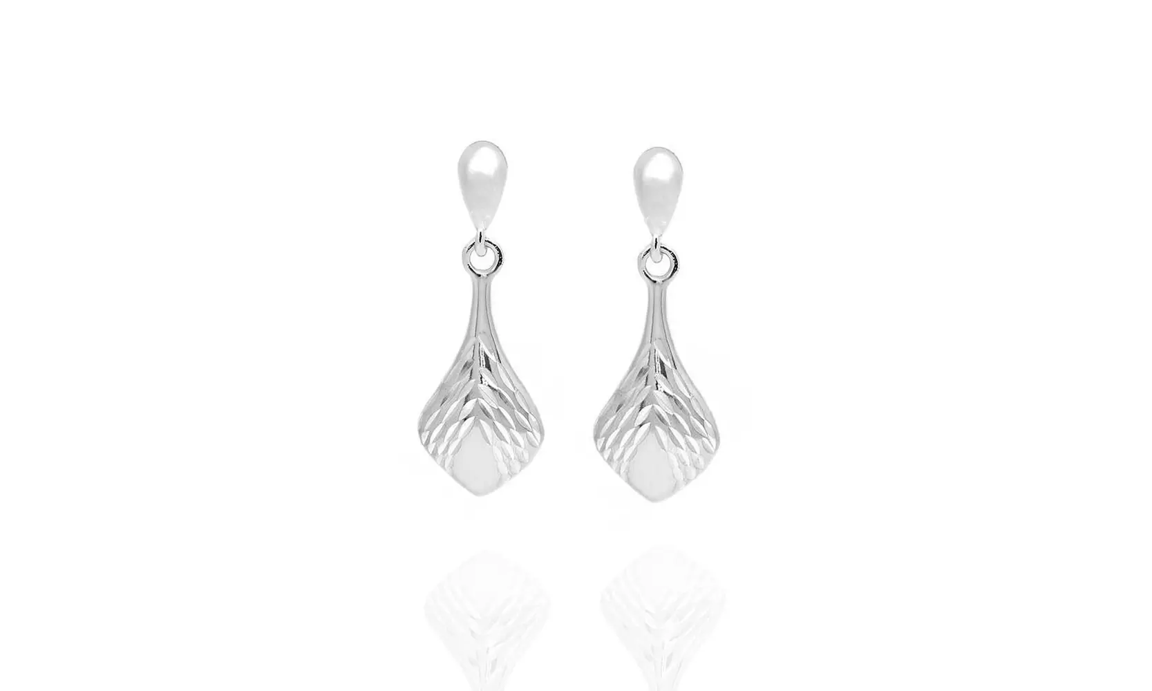Italian Sterling Silver Etched Post Drop Earrings