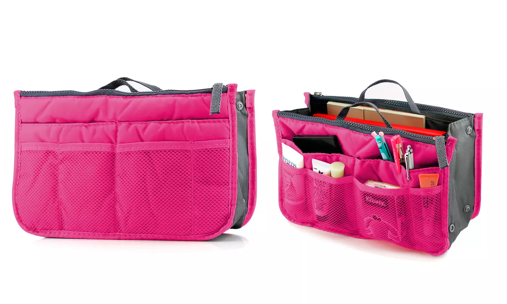 2-Pack:Women's Travel Tote Handbag / Purse Insert Cosmetic Organizer