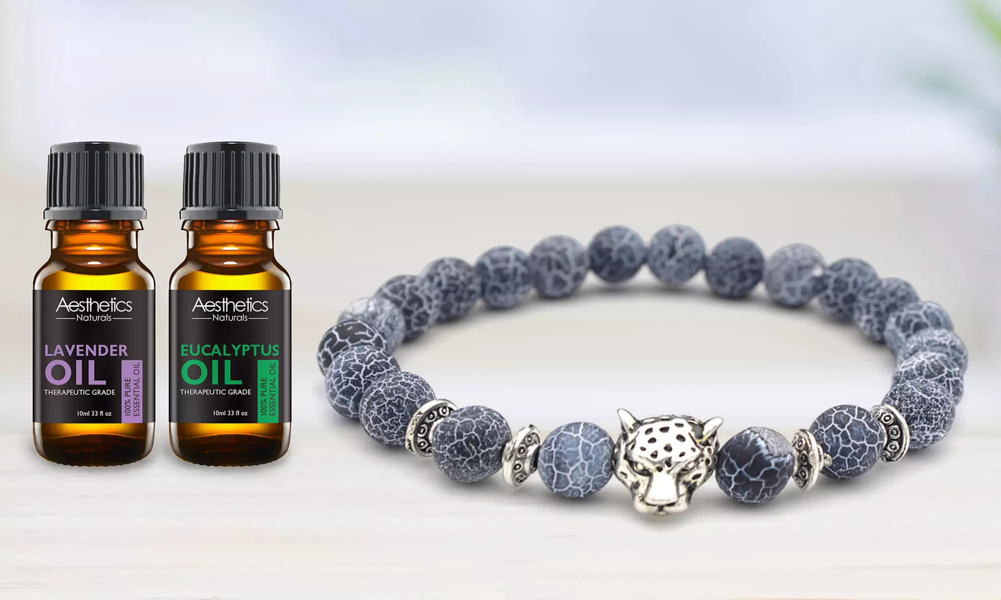 Lava Stone Diffuser Bracelet with Optional, Randomly Selected Essential Oils