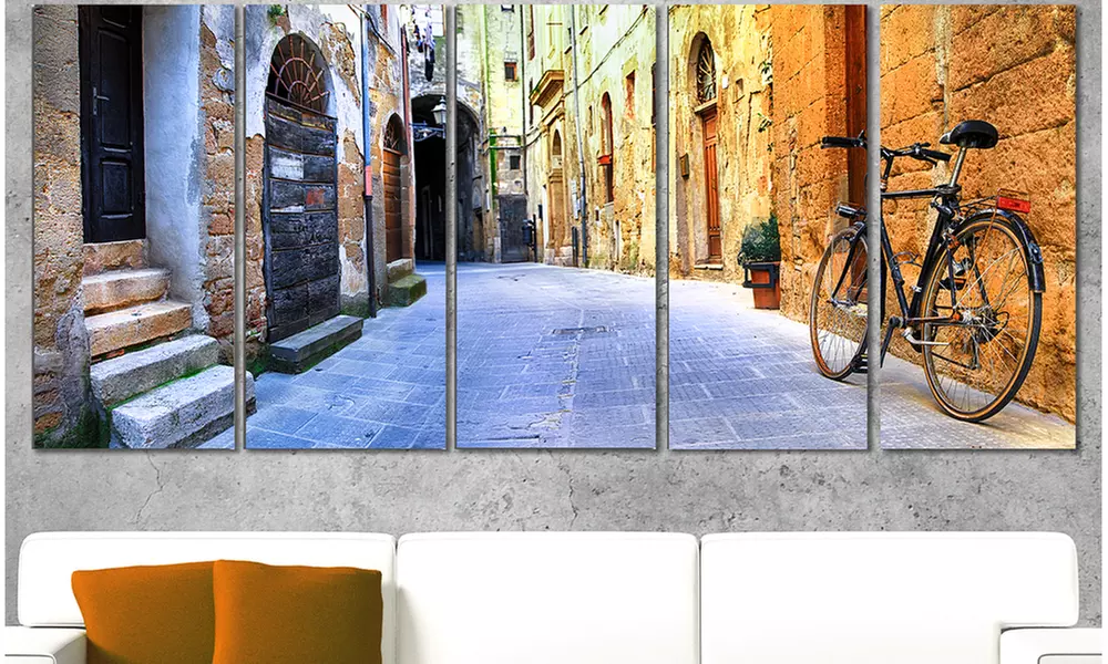 Large European Scenery 5-Panels Canvas Art Print - Primary Image
