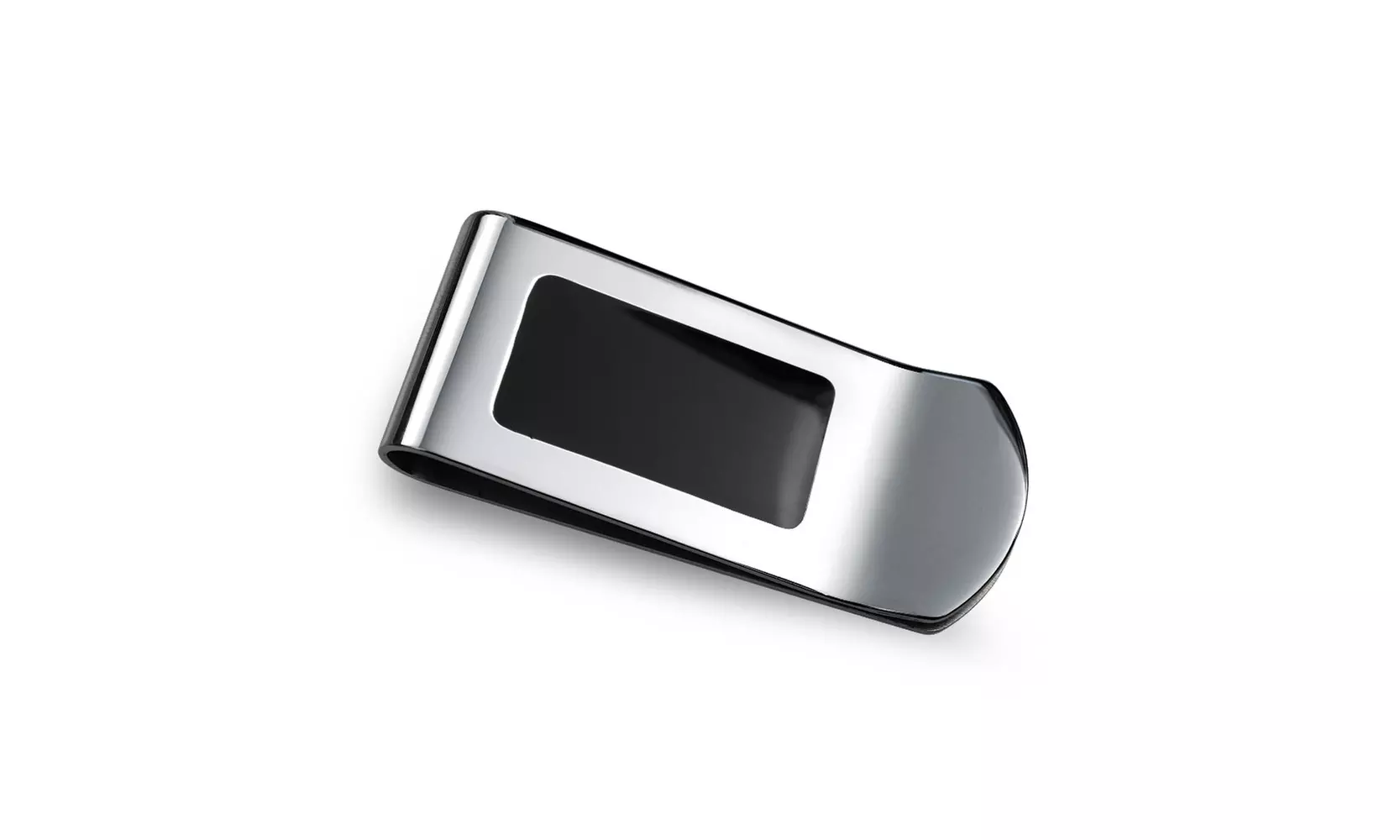 Two Tone Black Enamel Engravable Money Clip Credit Card Holder Steel - Primary Image