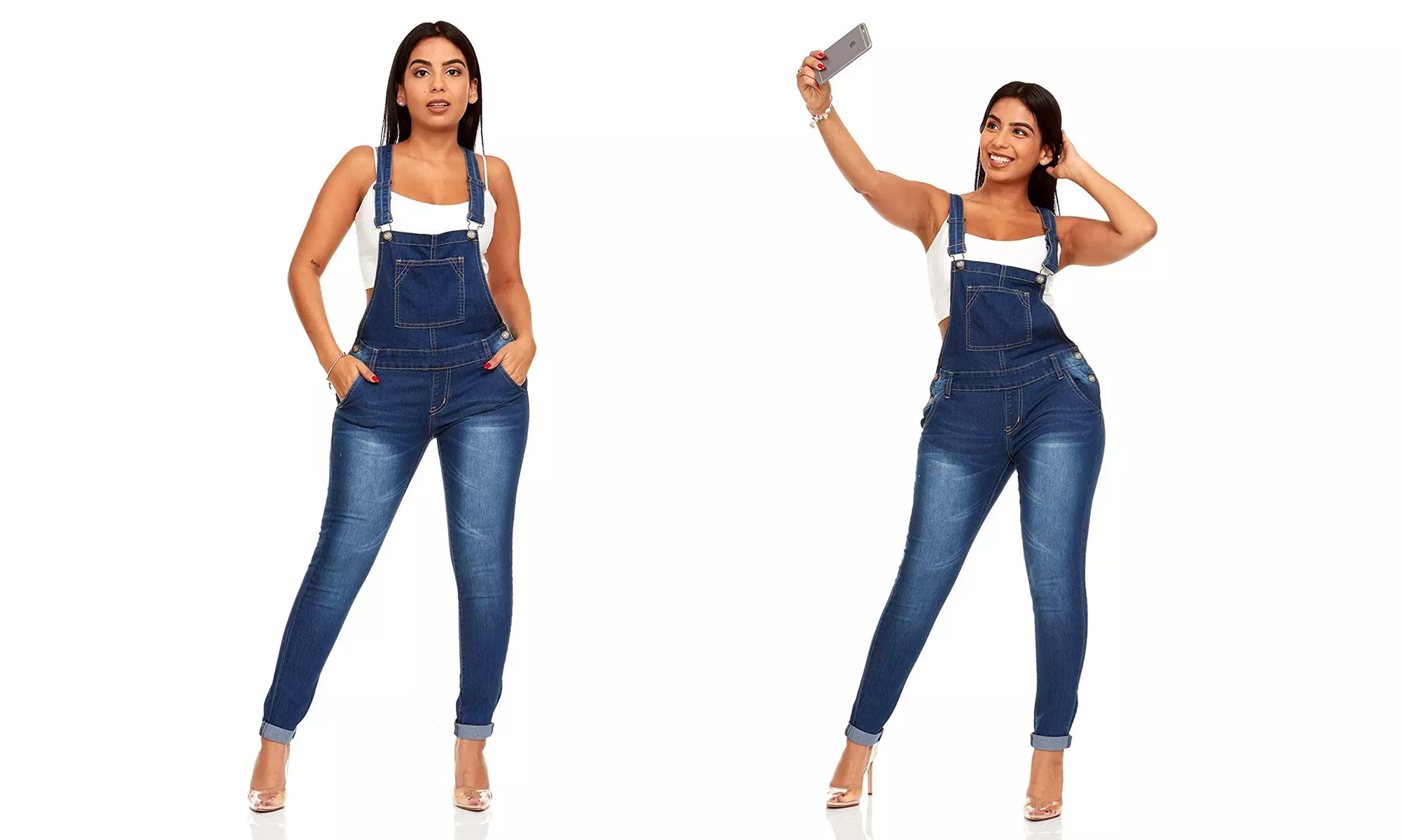 YDX Smart Jeans Juniors Overalls Denim Skinny Long Pant Solid or Ripped - Primary Image