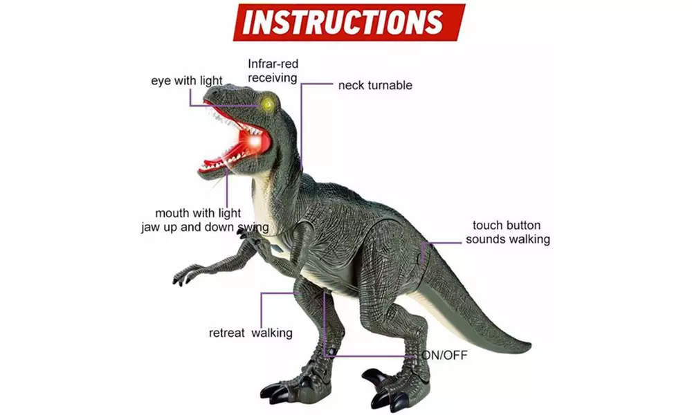 Remote Control R/C Walking Dinosaur Toy with Shaking Heads - Second Medium