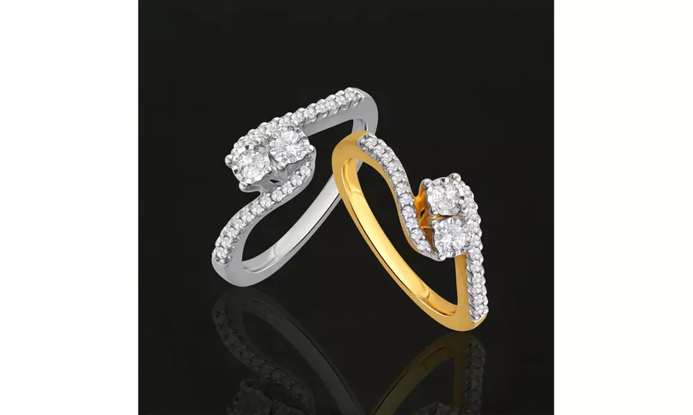 1/4 Cttw Diamond Two Stone Plus Ring in Sterling Silver by DiamondMuse - Primary Image