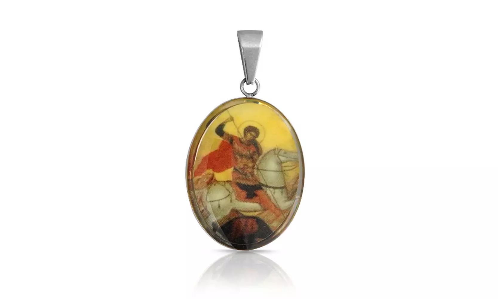Bling Jewelry Saint George Medallion Religious Medal Pendant Steel - Primary Image