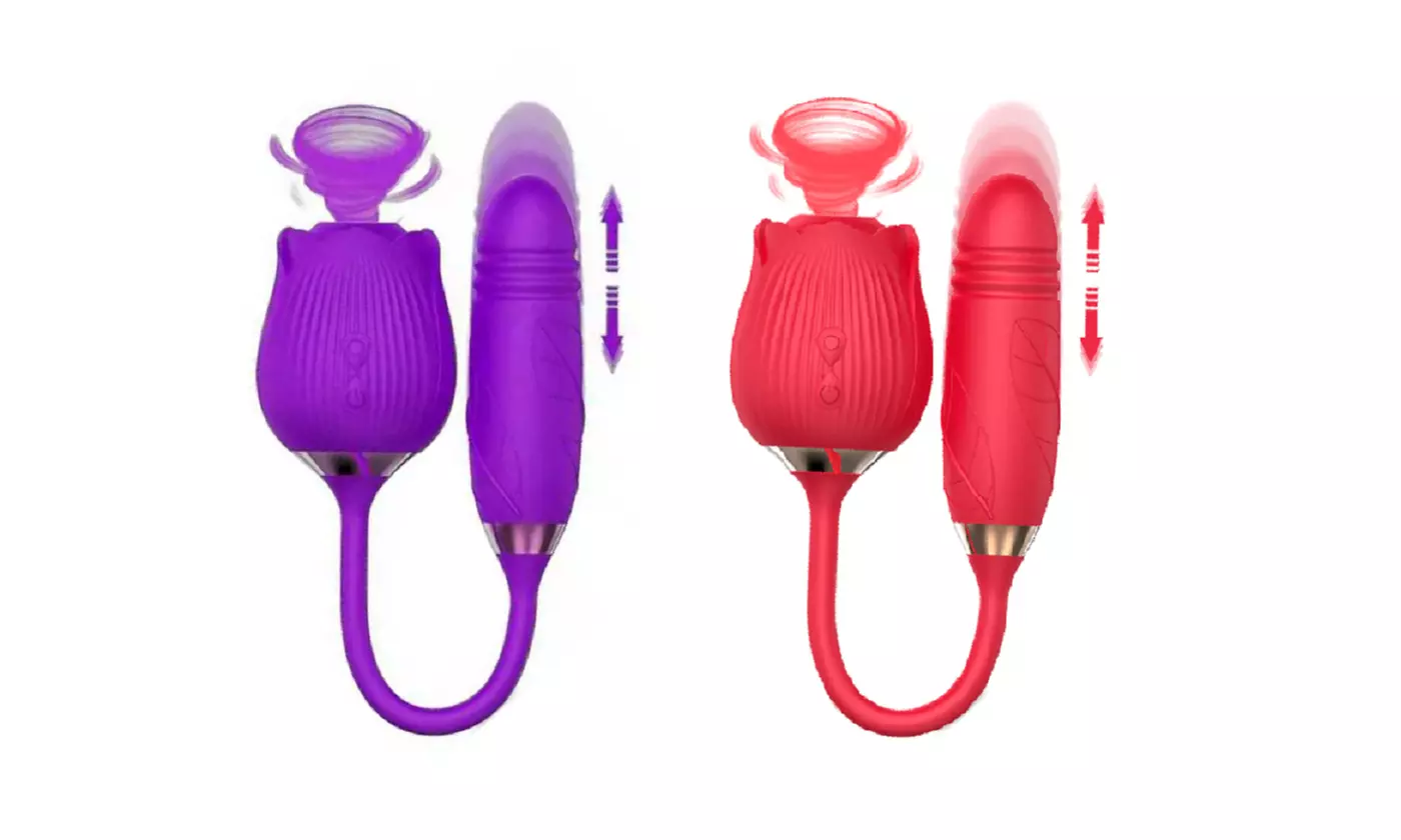 10 modes Purple Rose shape Dildos Clitoris G-spot sucking licking vibrator - Primary Image