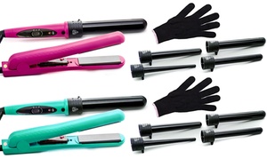 Marquee Deluxe 8-Piece Interchangeable Flat Iron and Curling Iron Set 