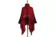 Women's Plaid Turtleneck Knitted Poncho - Second Medium