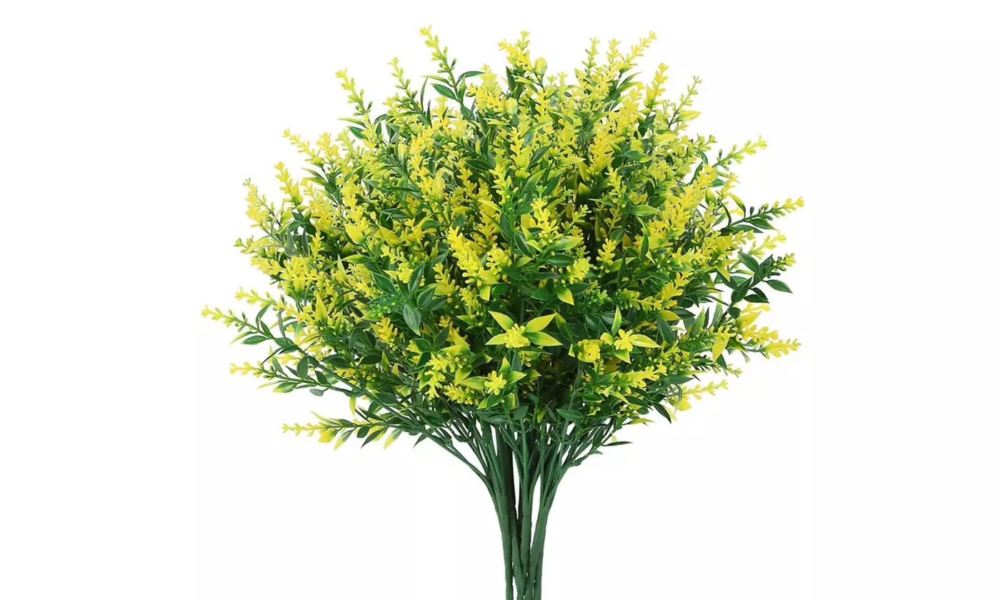 ItBelongs2U 8-Pack UV Resistant Artificial Lavender Flowers Faux Plastic Plants