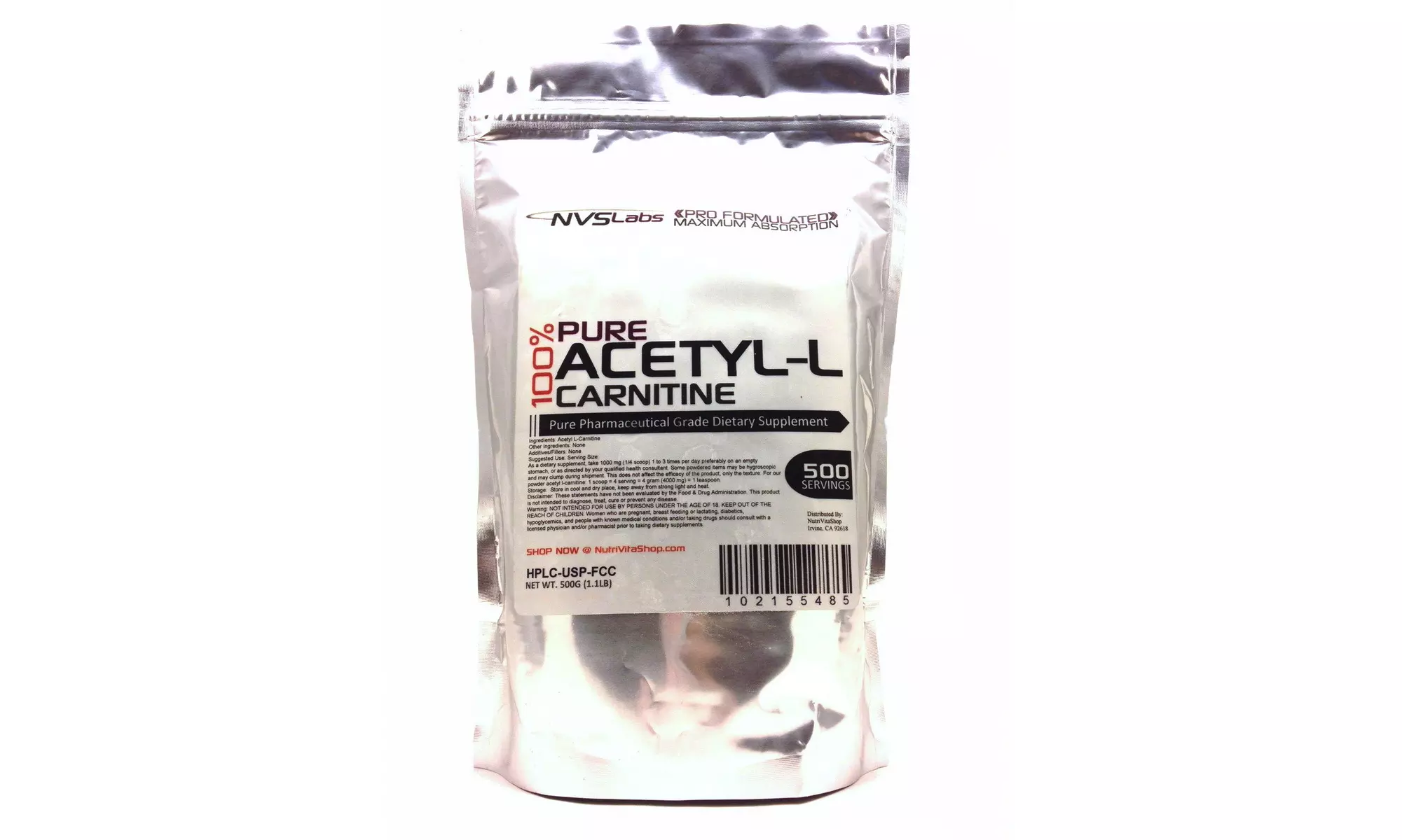 100% Pure Acetyl-L Carnitine (ALCAR) Powder, 1000g - Primary Image