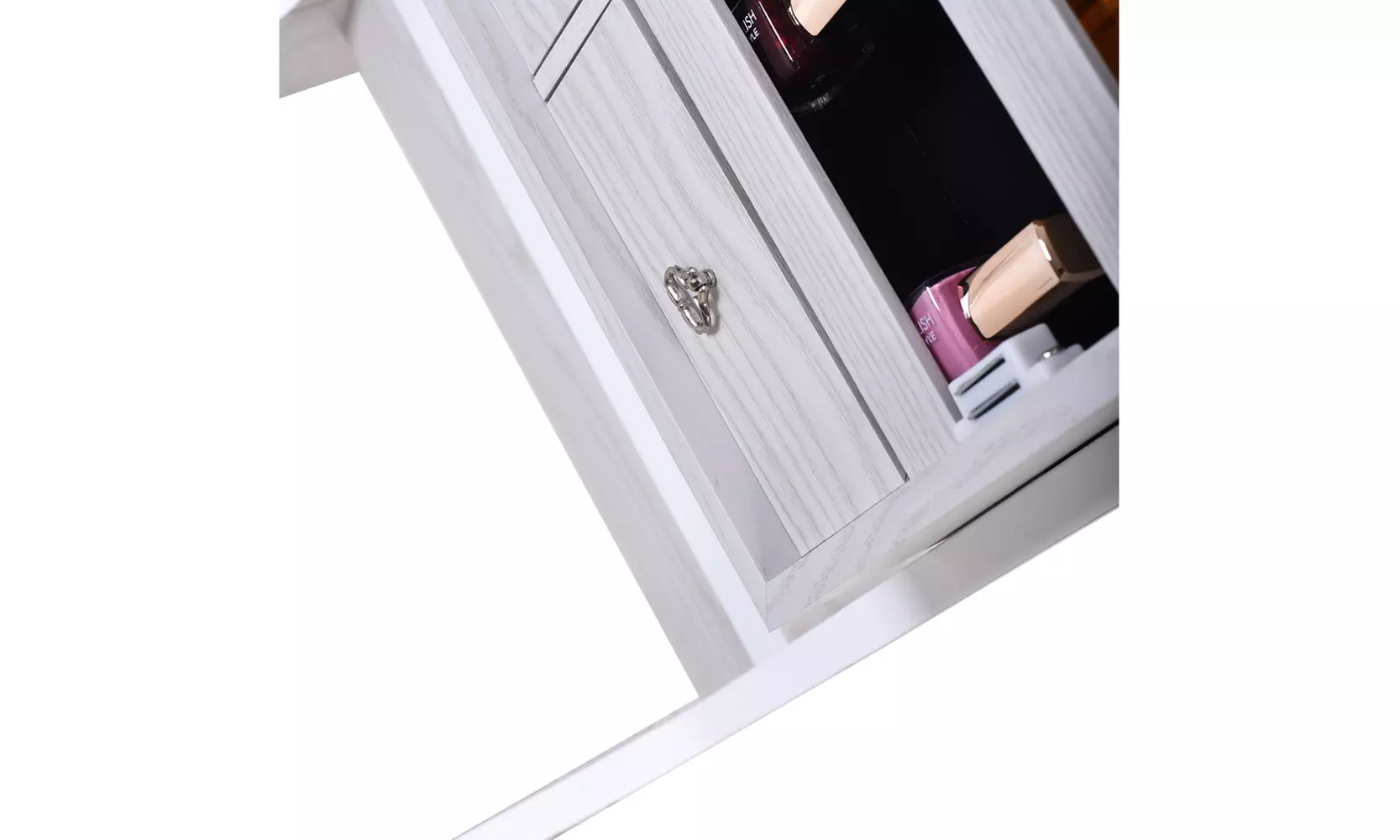 Makeup Mirror Jewelry Cabinet with Storage Drawers and Shelves Cabinet White - Second Medium