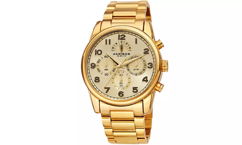 Men's Akribos XXIV Chronograph Dial Stainless Steel Link Bracelet