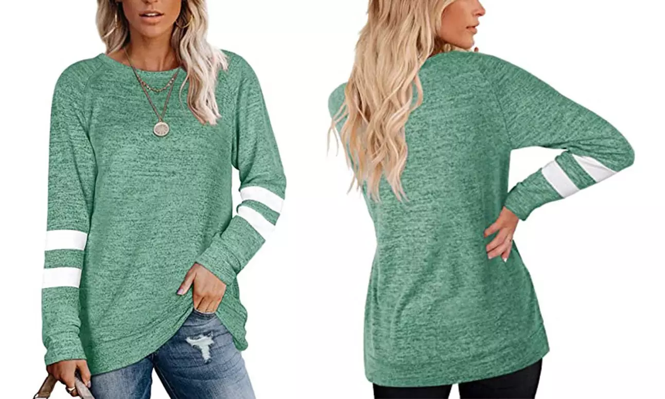 Haute Edition Women's Varsity Stripe Slouchy Tee