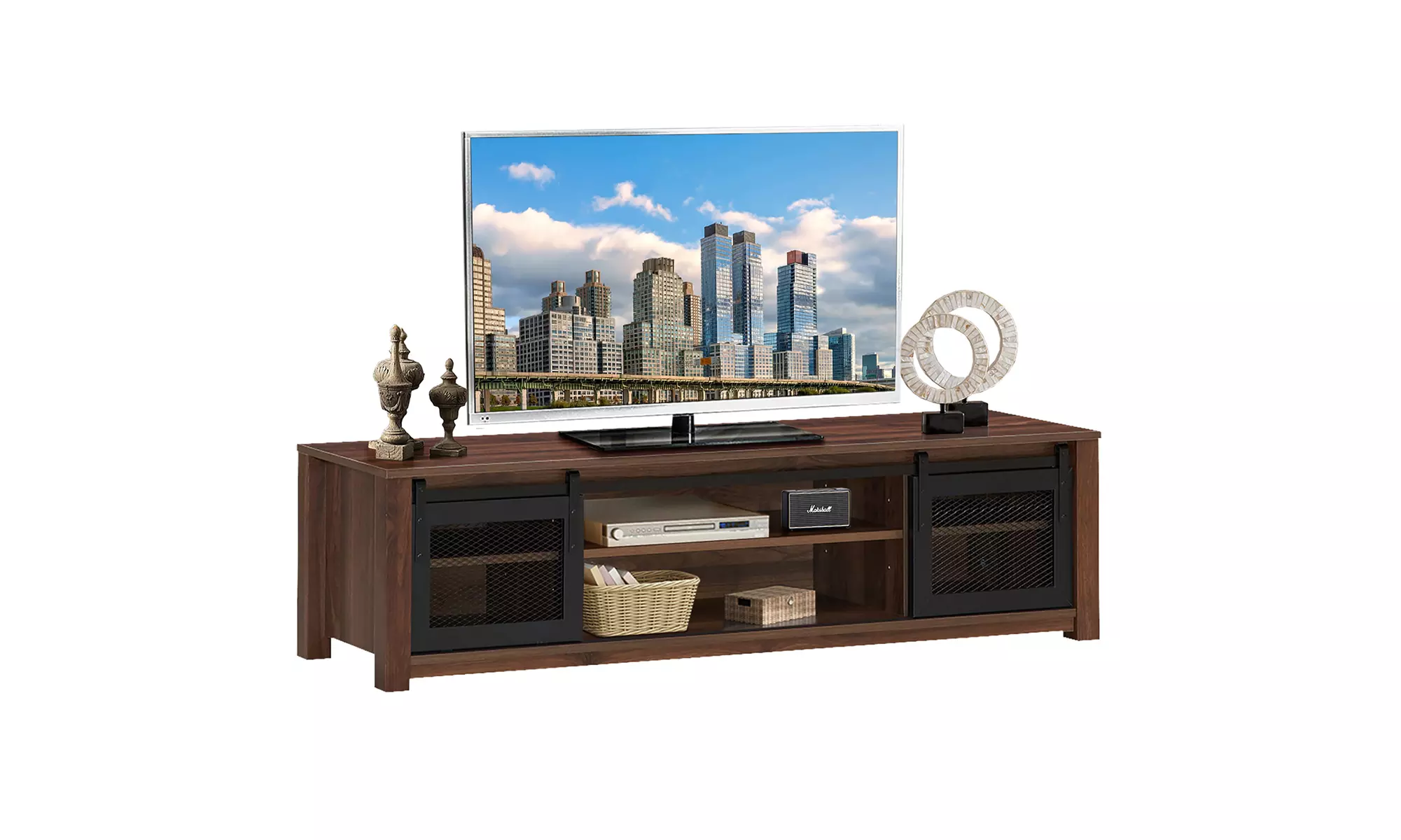 Costway TV Stand Entertainment Center for TV's up to 65'' with Sliding Doors - Primary Image