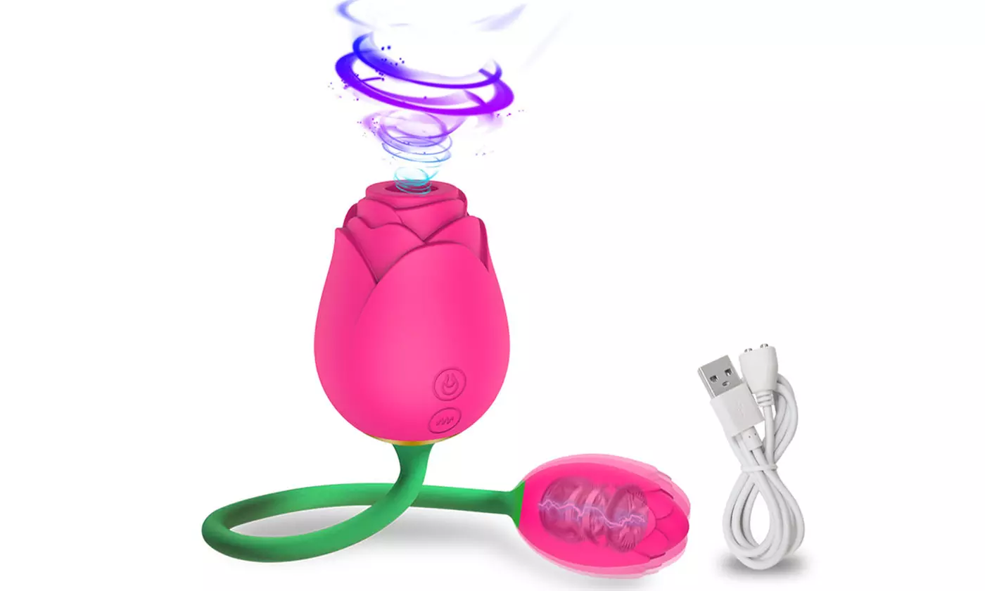 2in1 Rose Toy Clitoral Suction with Ball Vibrating Clit Sucker Nipple Stimulator - Primary Image