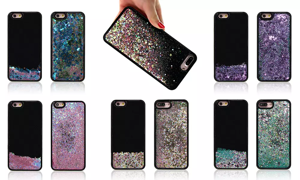 Quicksand Bling Glitter Flowing Black Liquid Case for iPhone 6/6 Plus/6s/6s Plus/7/7 Plus/8/8 Plus - Primary Image
