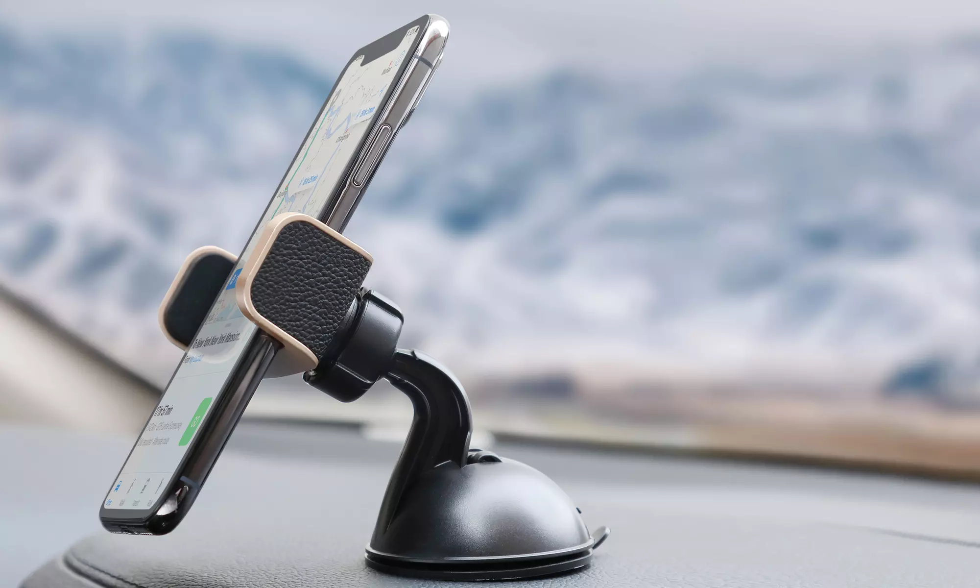 Luxury Premium Genuine Vegan Leather Universal Car Dash Mount - Primary Image
