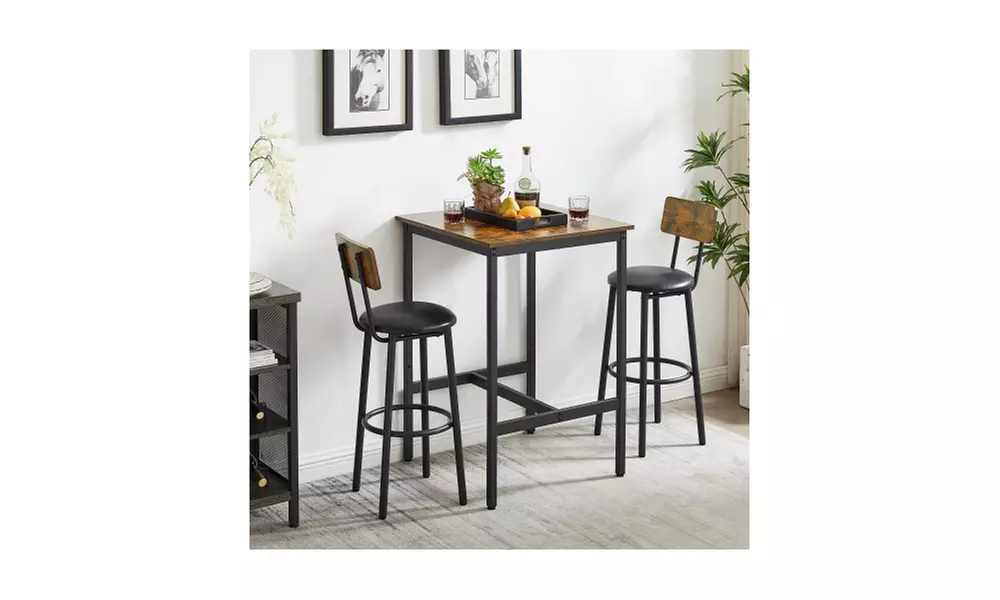 Three-Piece Bar Set with Table and Two Bar stools