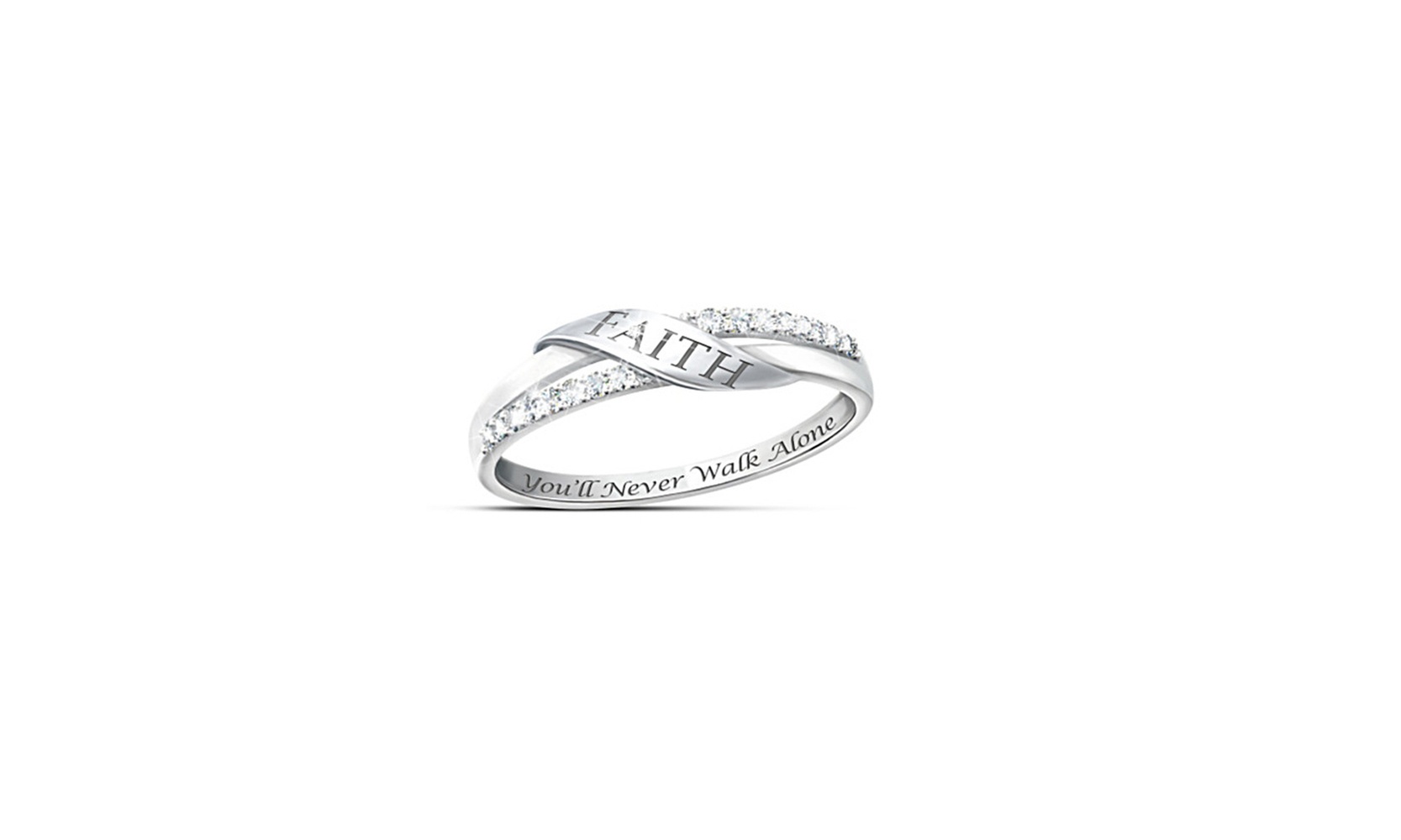 Engraved Faith You'll Never Walk Alone Ring Band