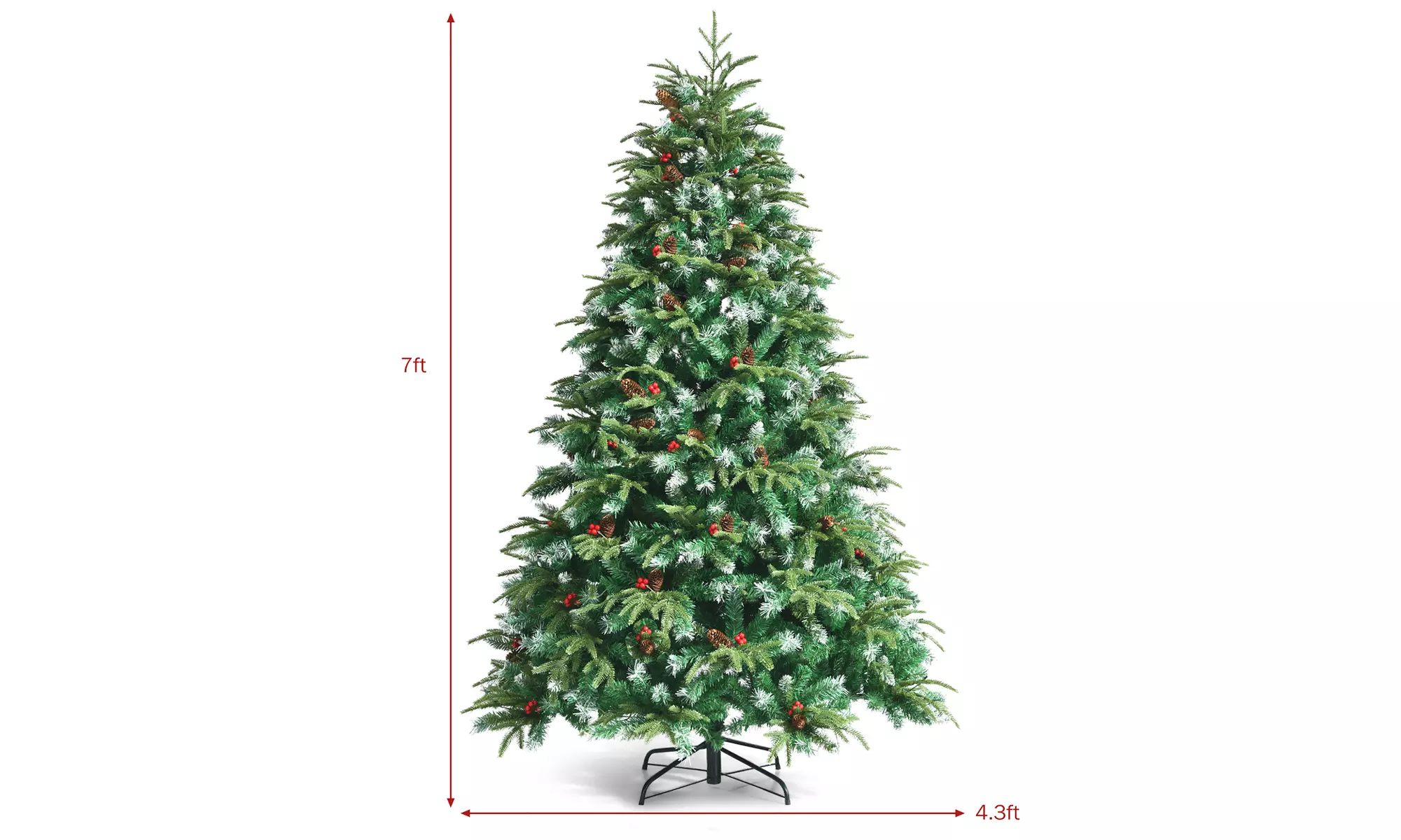 7ft Pre-Lit Snowy Christmas Hinged Tree 11 Flash Modes w/ 450 Multi-Color Lights