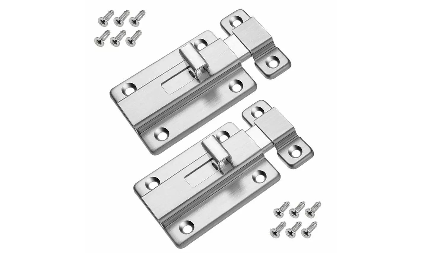 2 Pack Door Security Slide Latch Lock Stainless Steel Keyless Door Lock Bolt - Primary Image