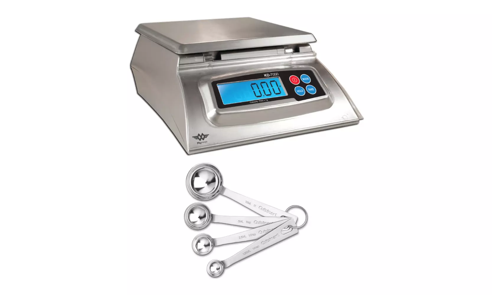 My Weigh KD-7000 Kitchen/Craft Digital Scale (Silver) with Spoons and AC Adapter - Second Medium
