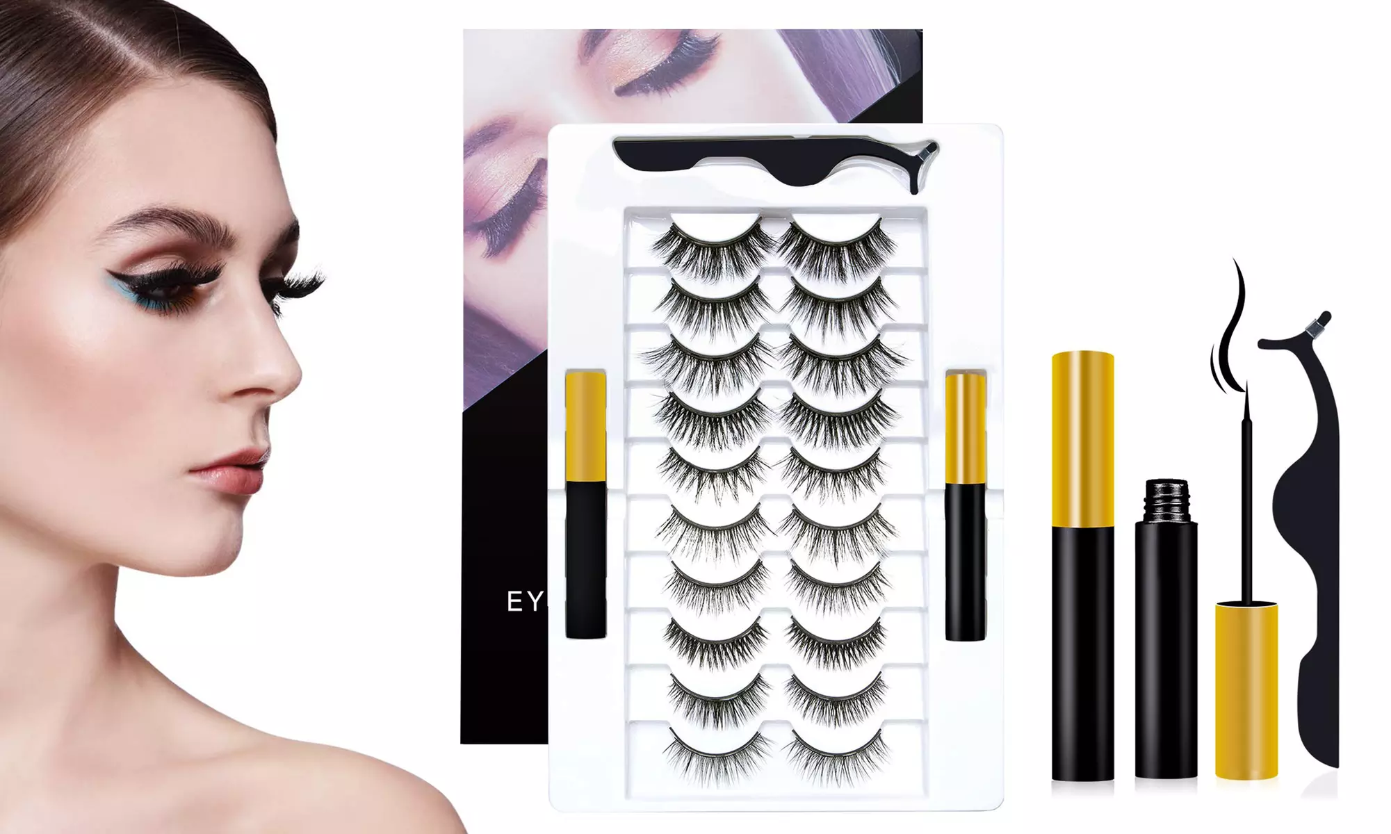 Magnetic Eyelashes with Eyeliner Kit (10, 5, 3, 2-Pairs Lashes) - Primary Image