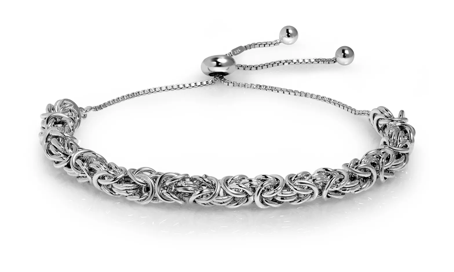 Fine Silver Plated Classic Byzantine Adjustable Bracelet By Paolo Fortelini