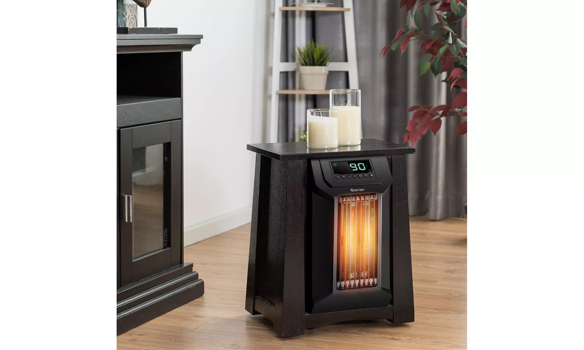 Portable Electric Space Heater 1500W 12H Timer Caster Remote Control Room Office - Primary Image