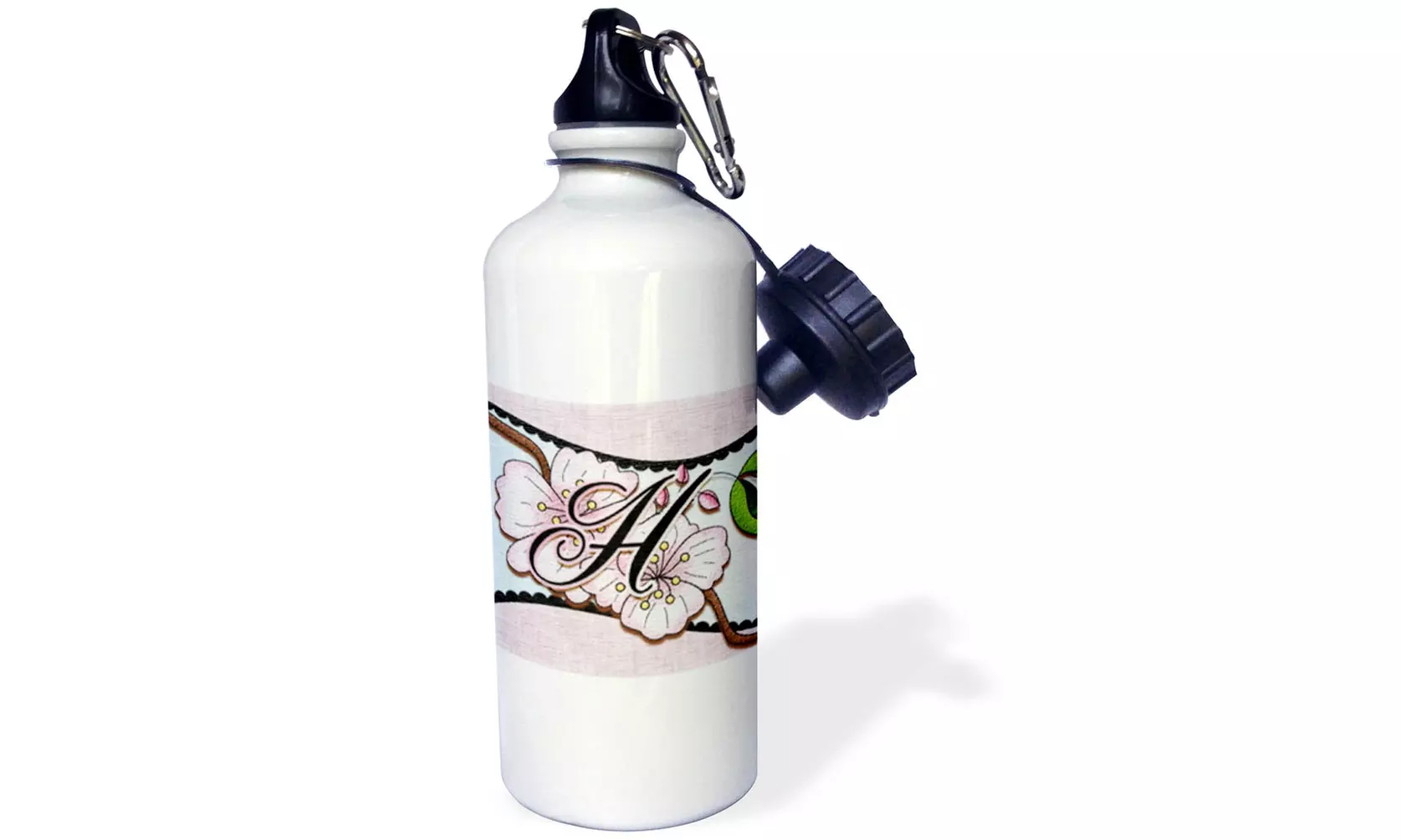 Water Bottle Cherry Blossom Flower Monogram Initial H  - Primary Image