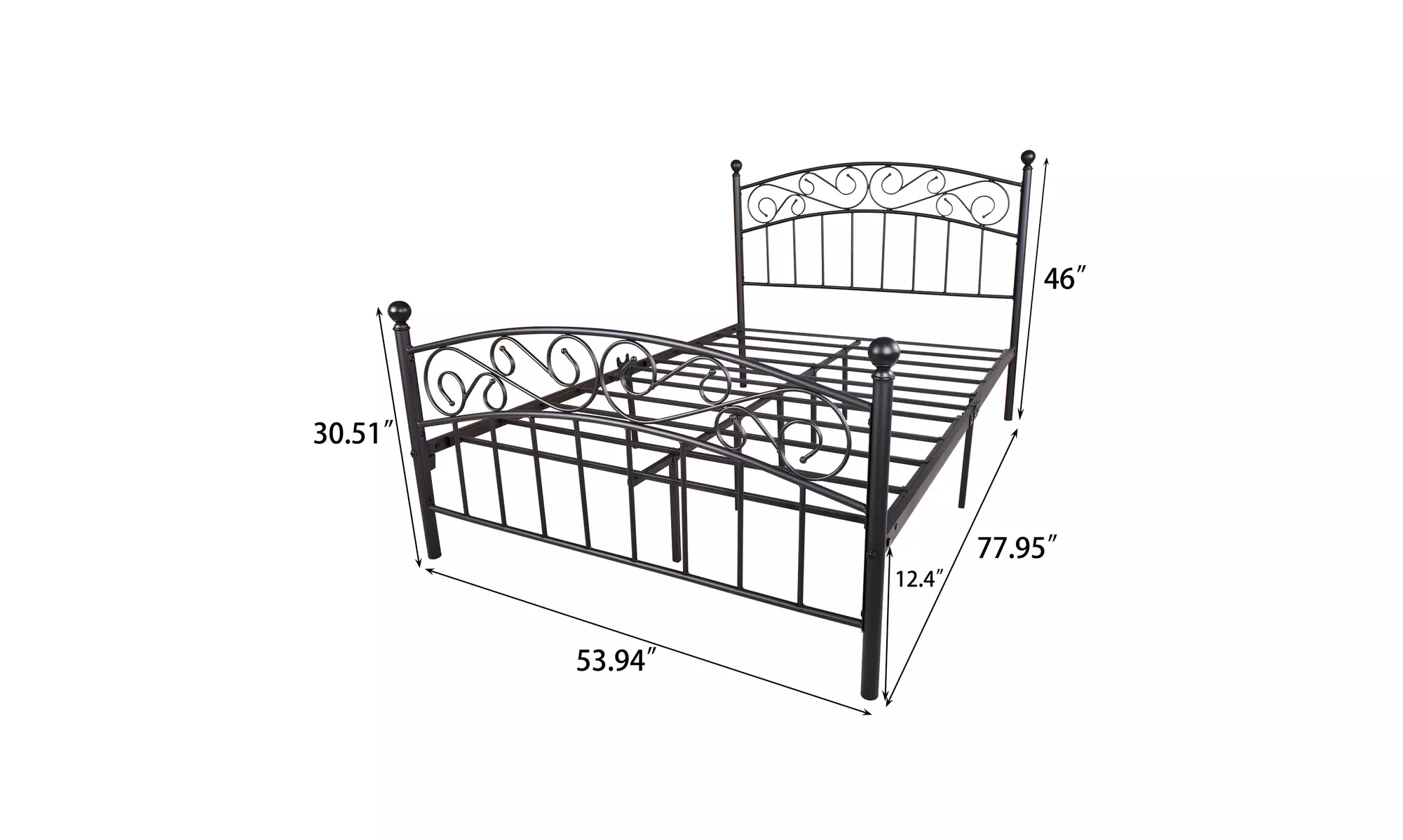 Metal bed frame platform mattress foundation with headboard and footrest - Second Medium