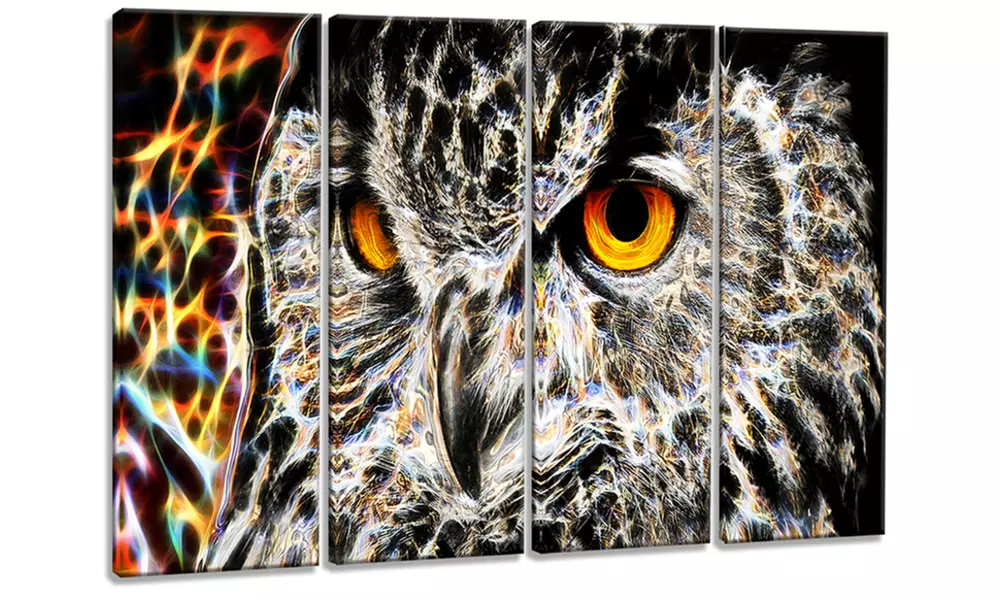 A Real Hoot Owl Metal Wall Art 48x28 4 Panels - Primary Image