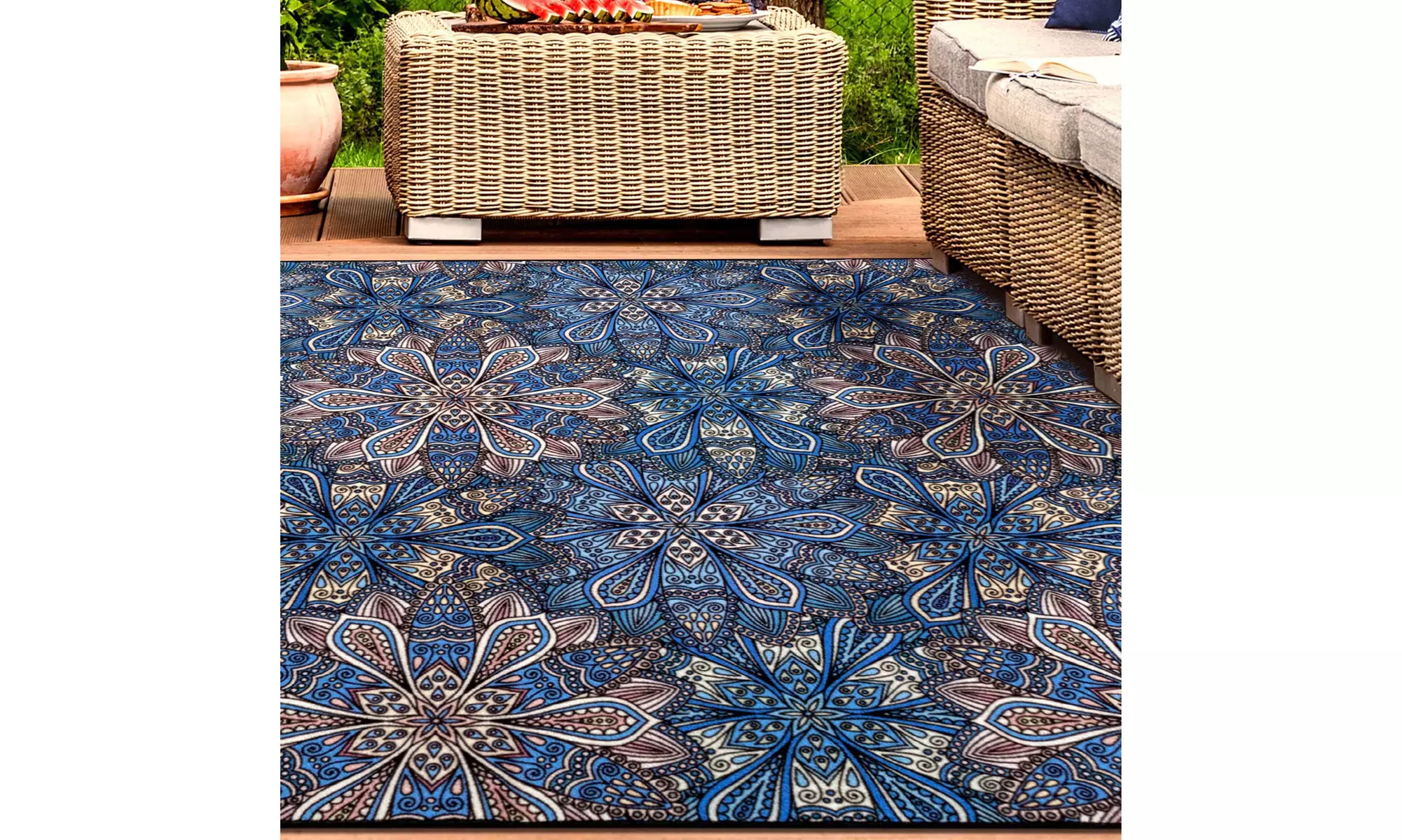 Superior Cassidy Floral Indoor Outdoor Rug Washable Large Area Rugs Or Door Mat - Second Medium
