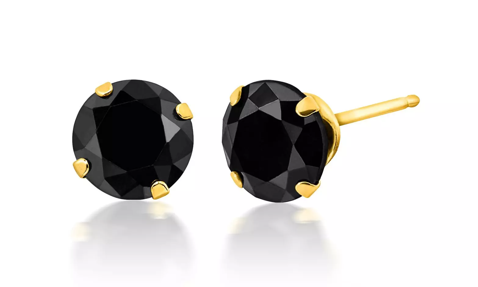 10K Yellow Gold Created 2CTW Black Spinel Earrings With Gift Box By MUIBLU Gems - Primary Image