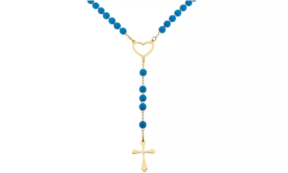Edforce Stainless Steel Rosary with Heart Pendant - Primary Image