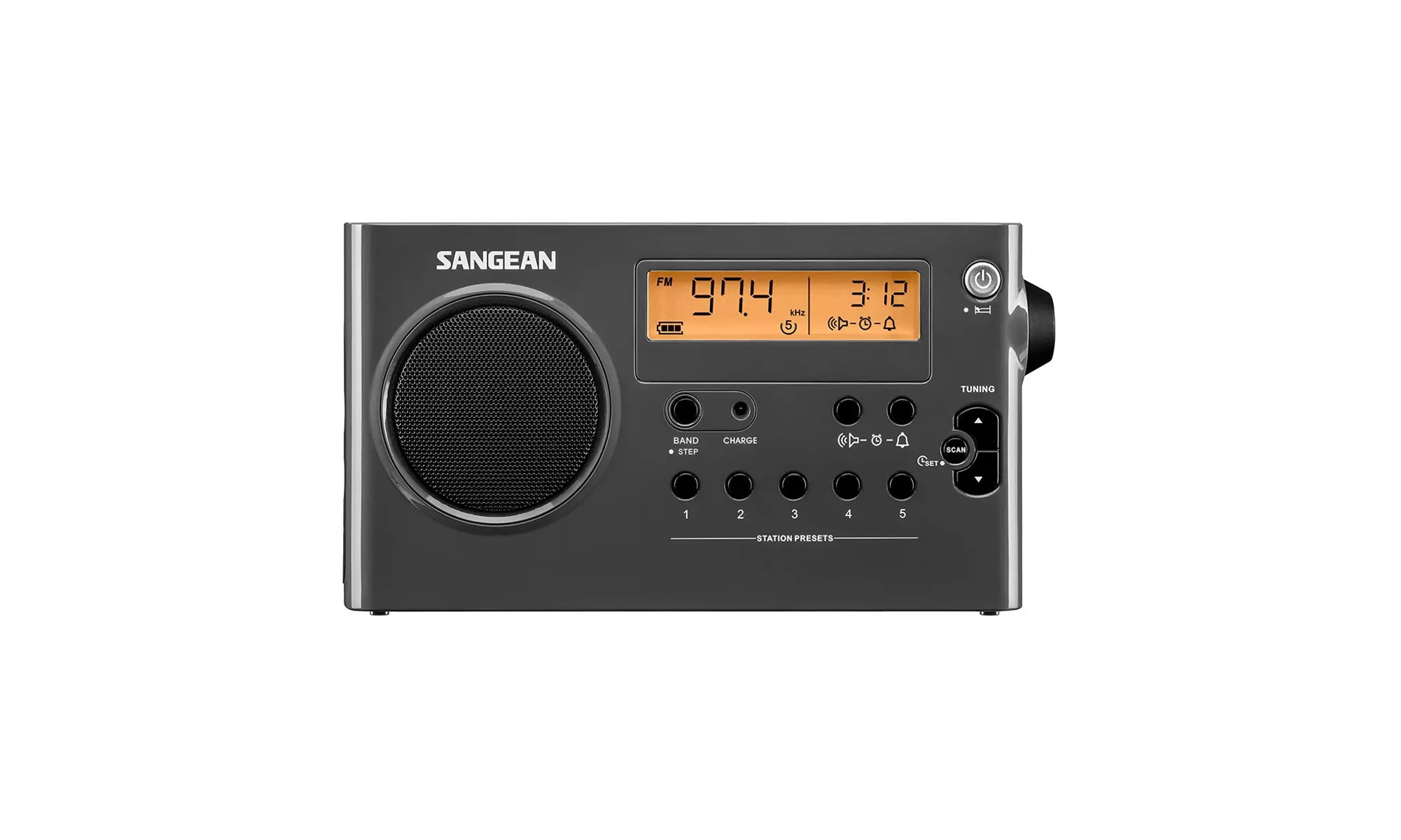 Sangean SG-106 FM / AM Compact Digital Tuning Portable Receiver (Gray and Black) - Primary Image