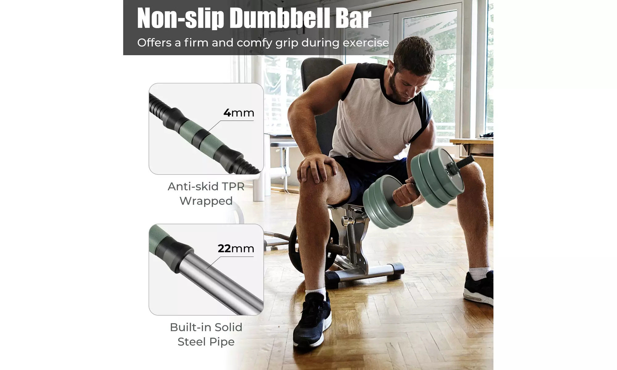 Costway 4 in 1 Adjustable Weight Dumbbell Set 47lbs Free Weight Set