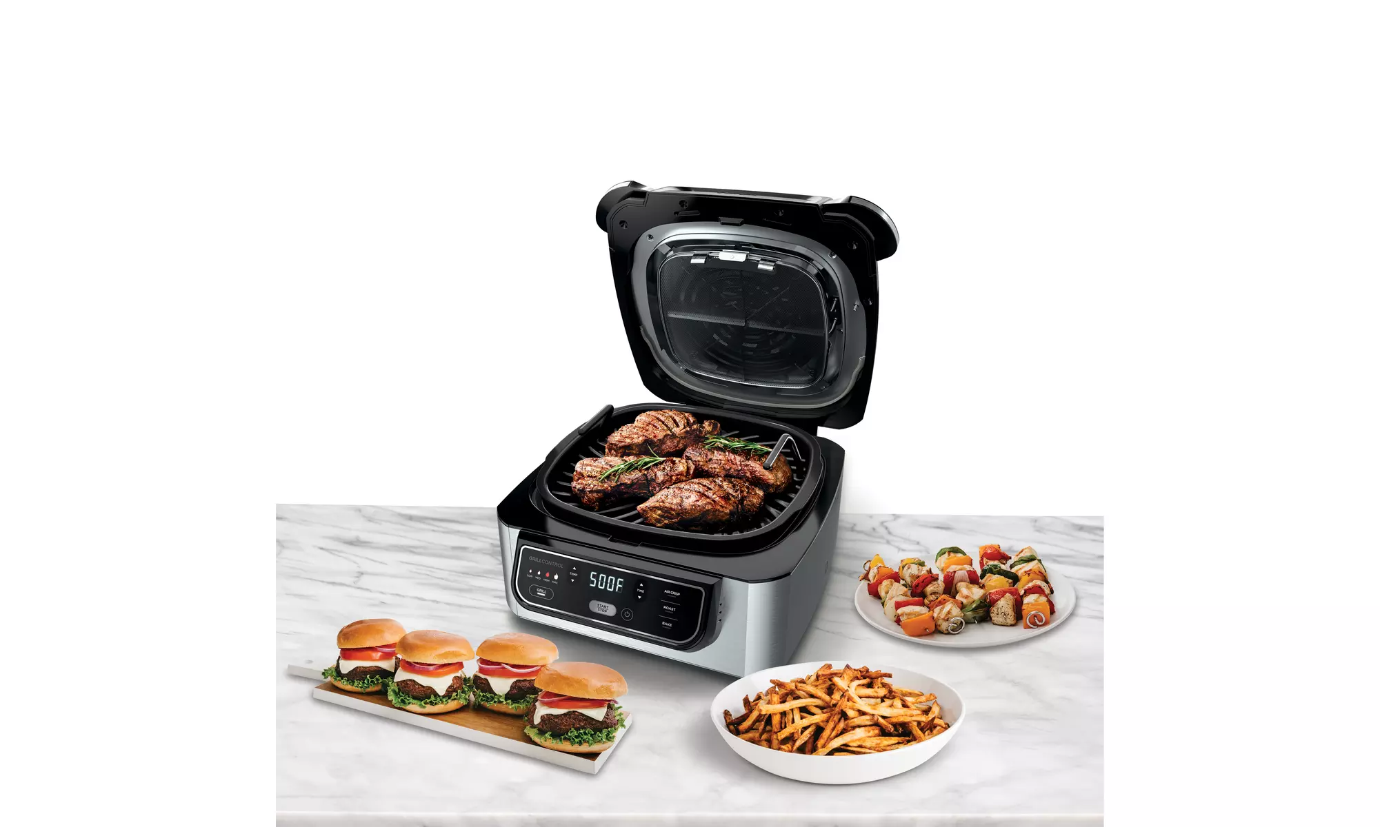 Ninja AG300 Foodi 4-in-1 Indoor Grill w/ 4-Quart (Silver/Black)- Refurbished - Second Medium