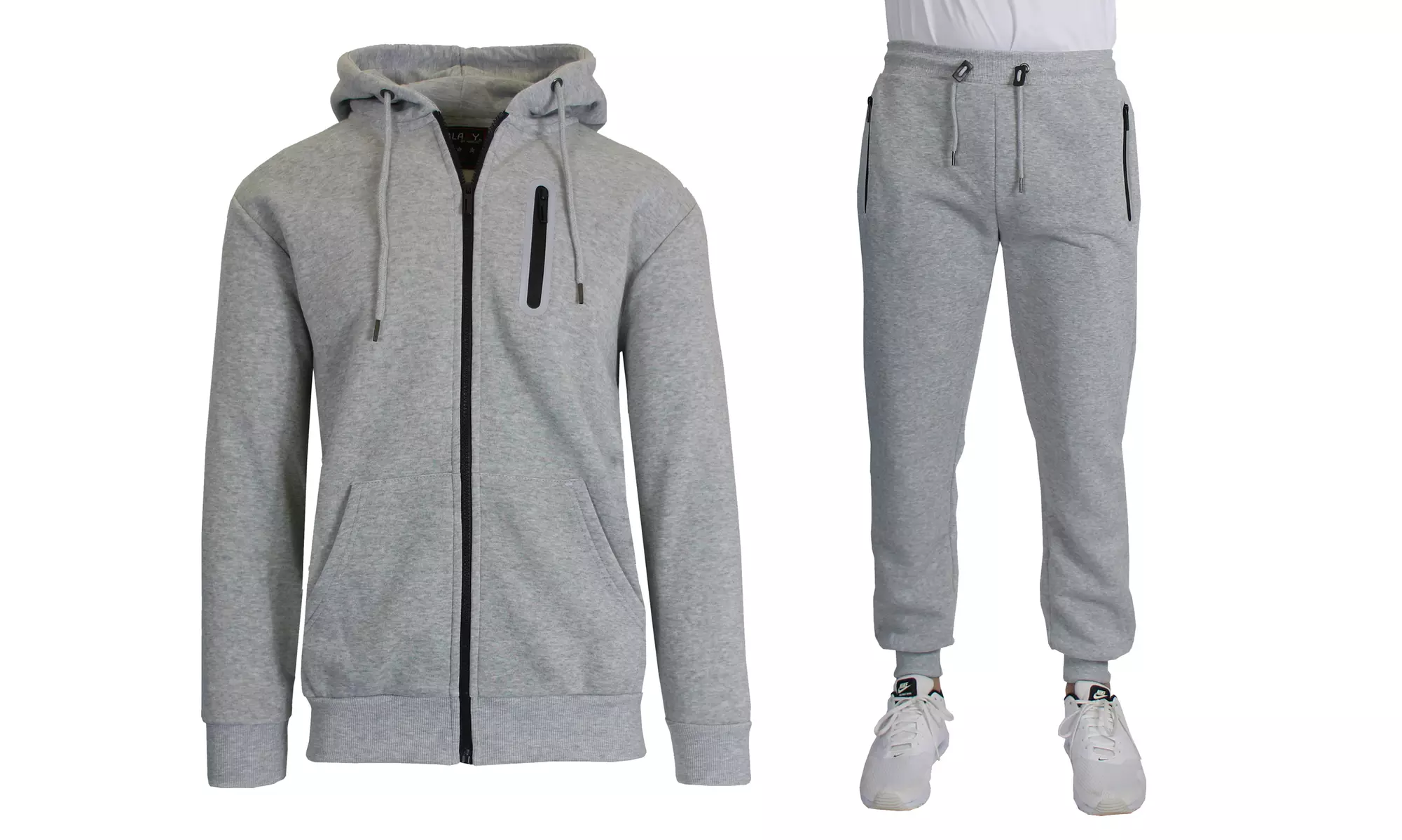 Men's Fleece-Lined Full-Zip Hoodie & Jogger 2-Piece Set (Multiple Styles) S-2XL