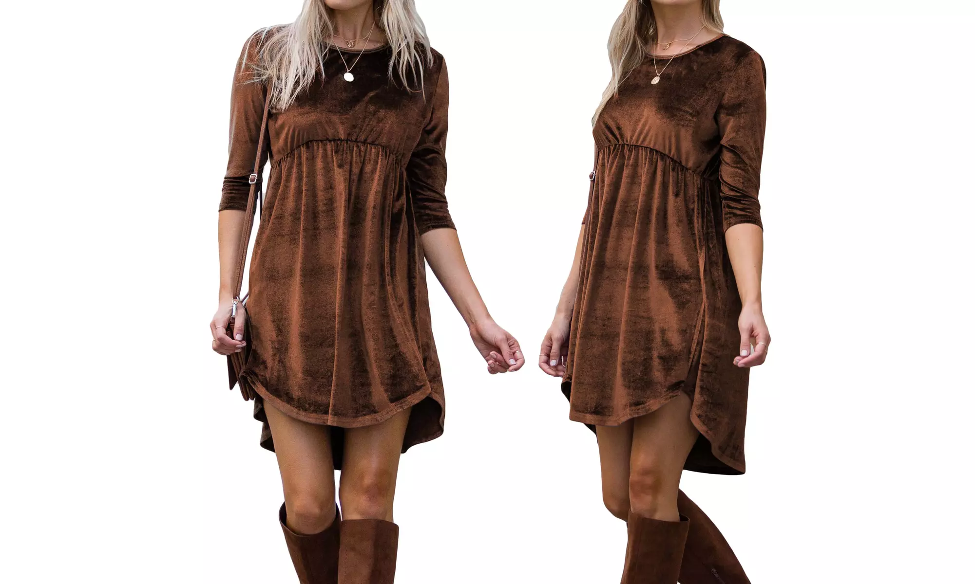 Women's Elbow Sleeve Velvet Dress. Plus Sizes Available - Second Medium
