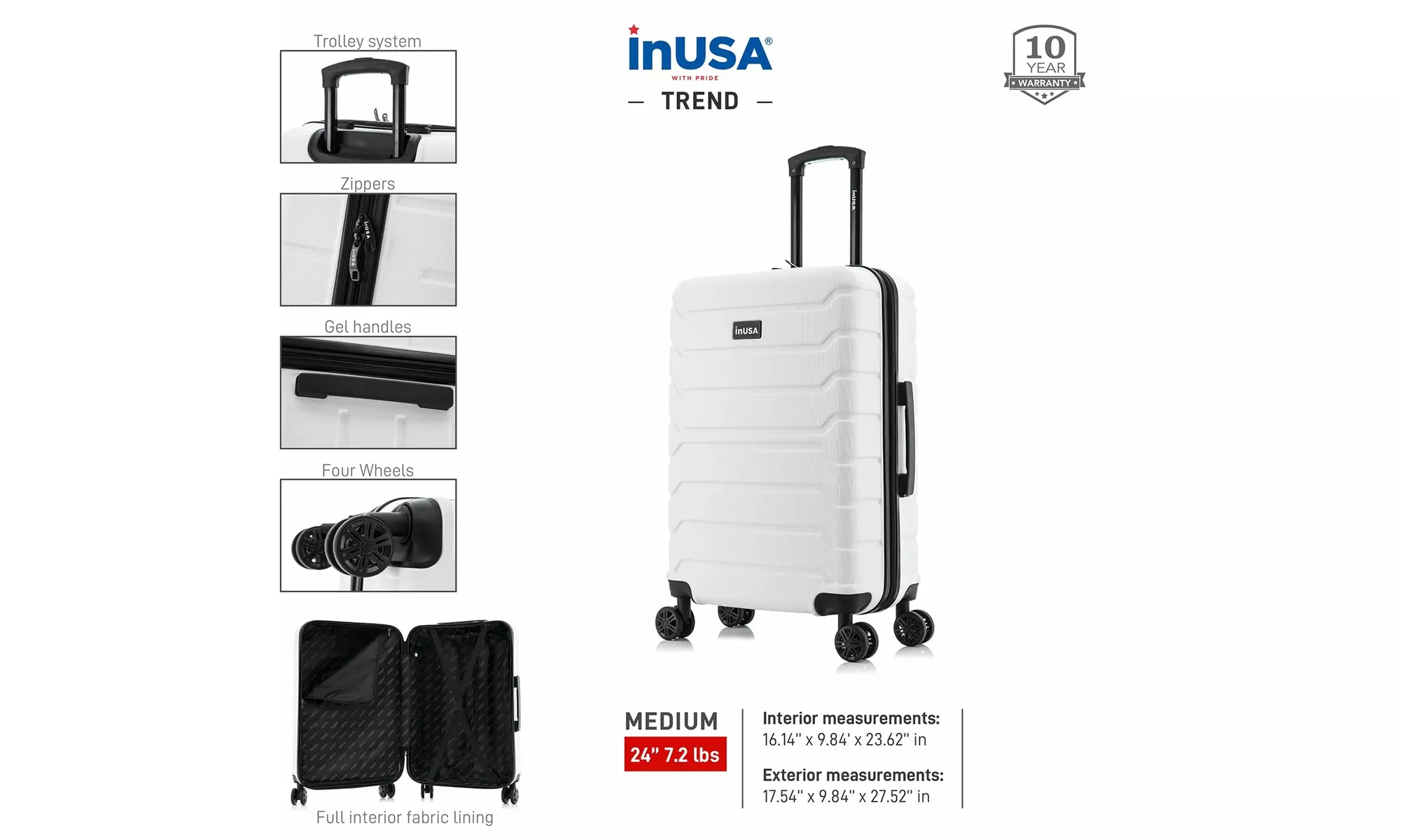 InUSA Trend lightweight hardside spinner luggage 20'', 24", 28" 