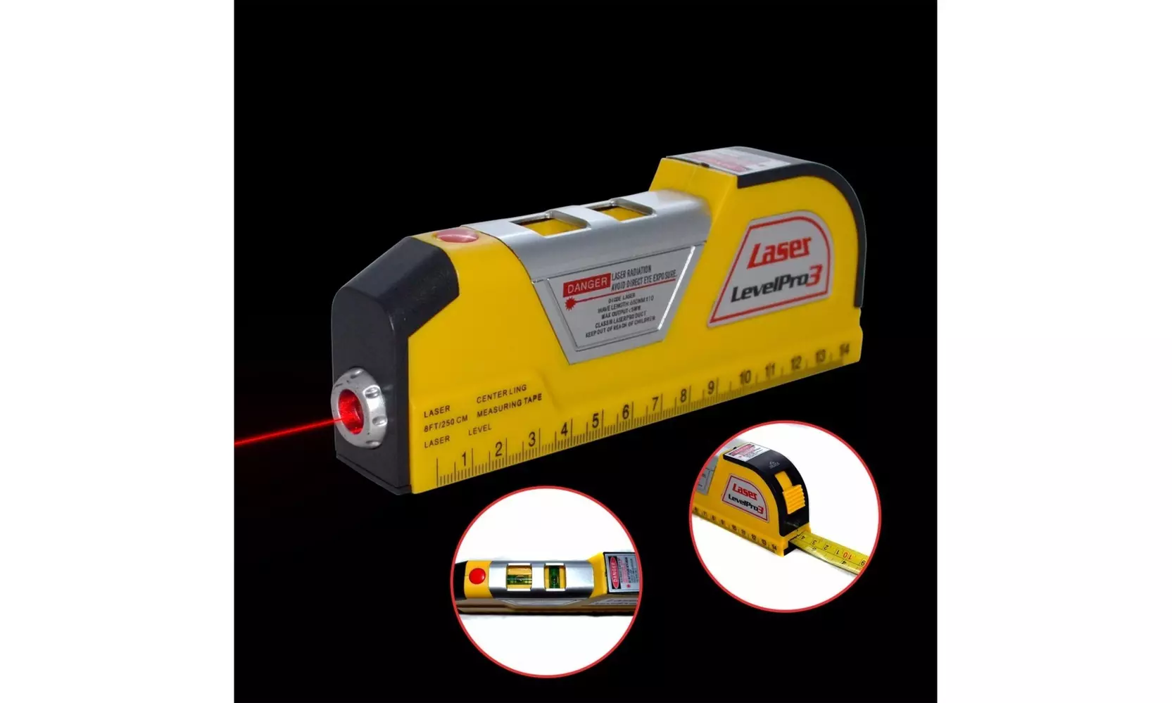 Level Measuring Horizontal Laser Line 8FT Measuring Tape  - Primary Image