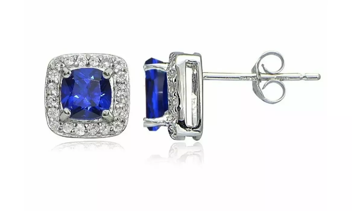 925 Sterling Silver Blue Stud Earrings Made With Swarovski-Multiple Options