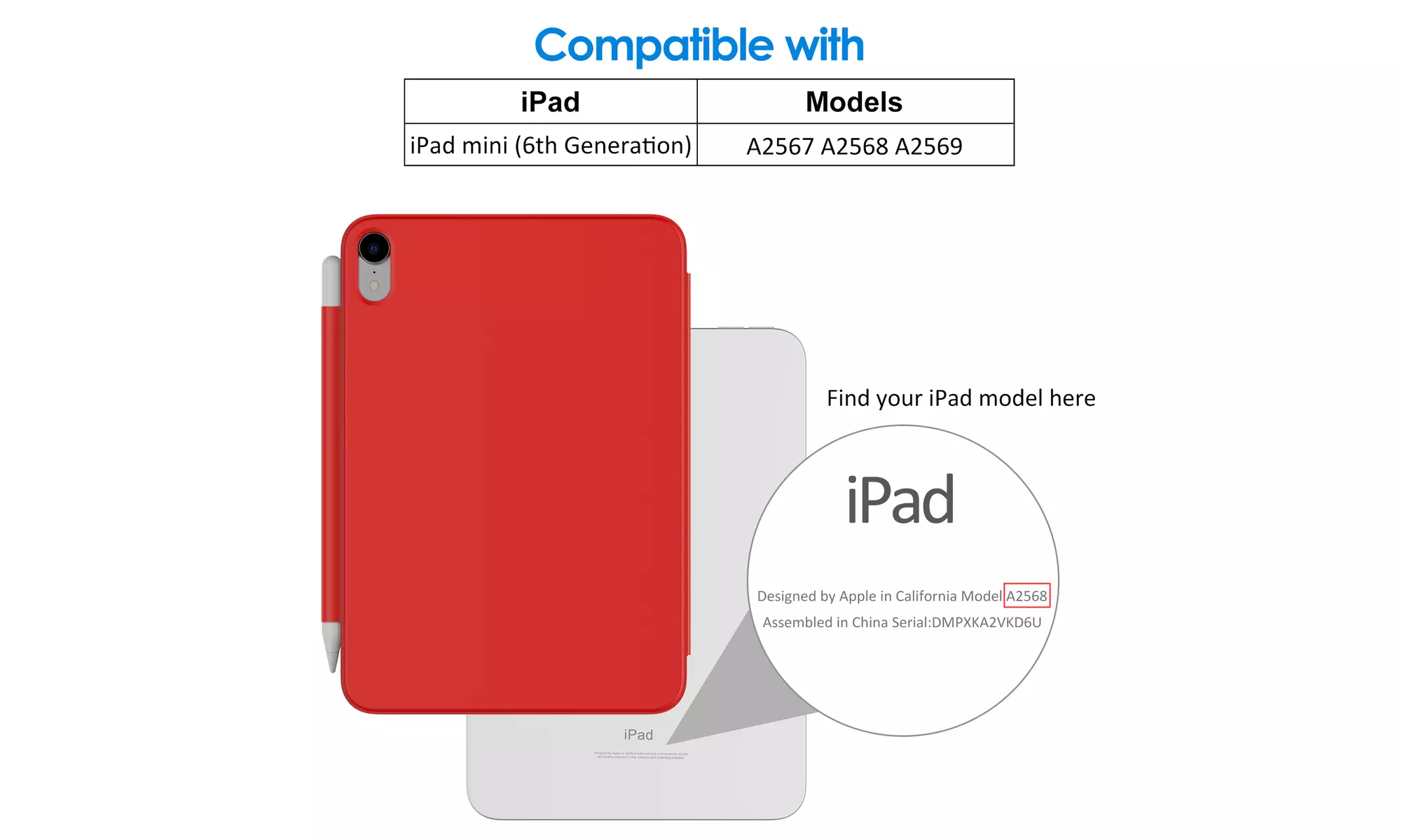 Case for iPad Mini 6 (2021 Model), Magnetic Attachment, Auto Wake/Sleep
