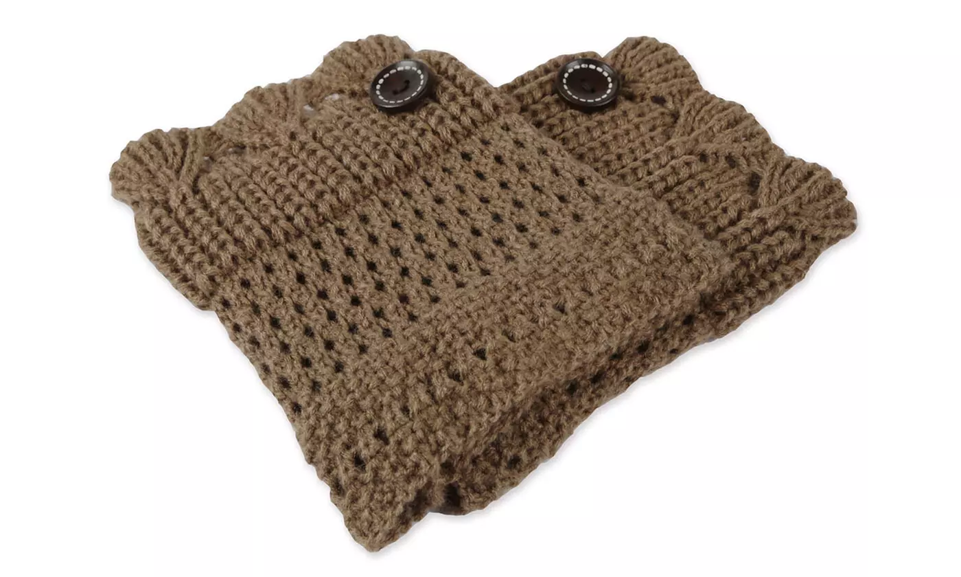 iMounTEK Women's Winter Crochet Knit Boot Button Sock Topper Cuff Leg Warmers