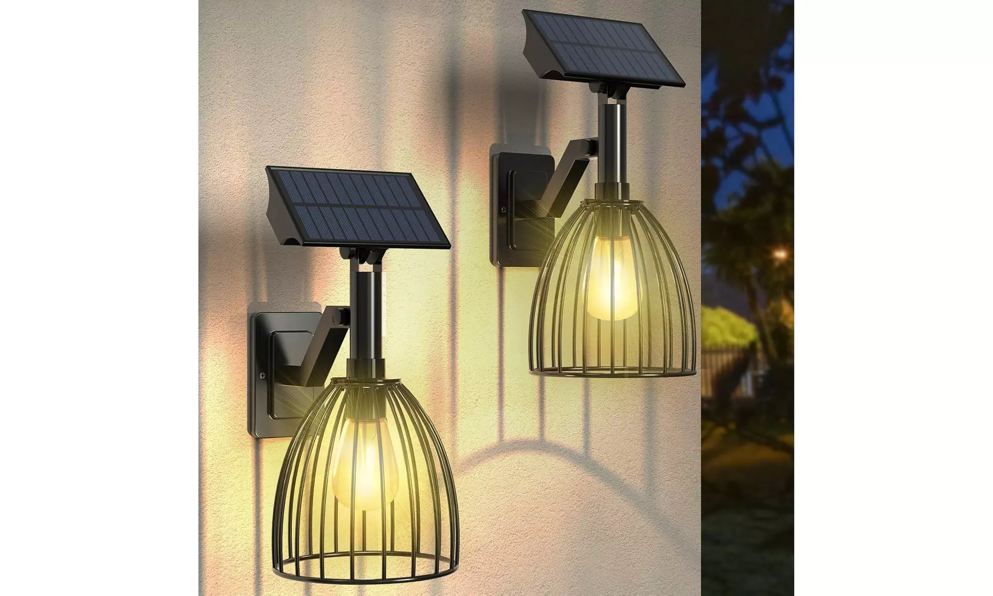 Solar Wall Lanterns Outdoor 2 Pack