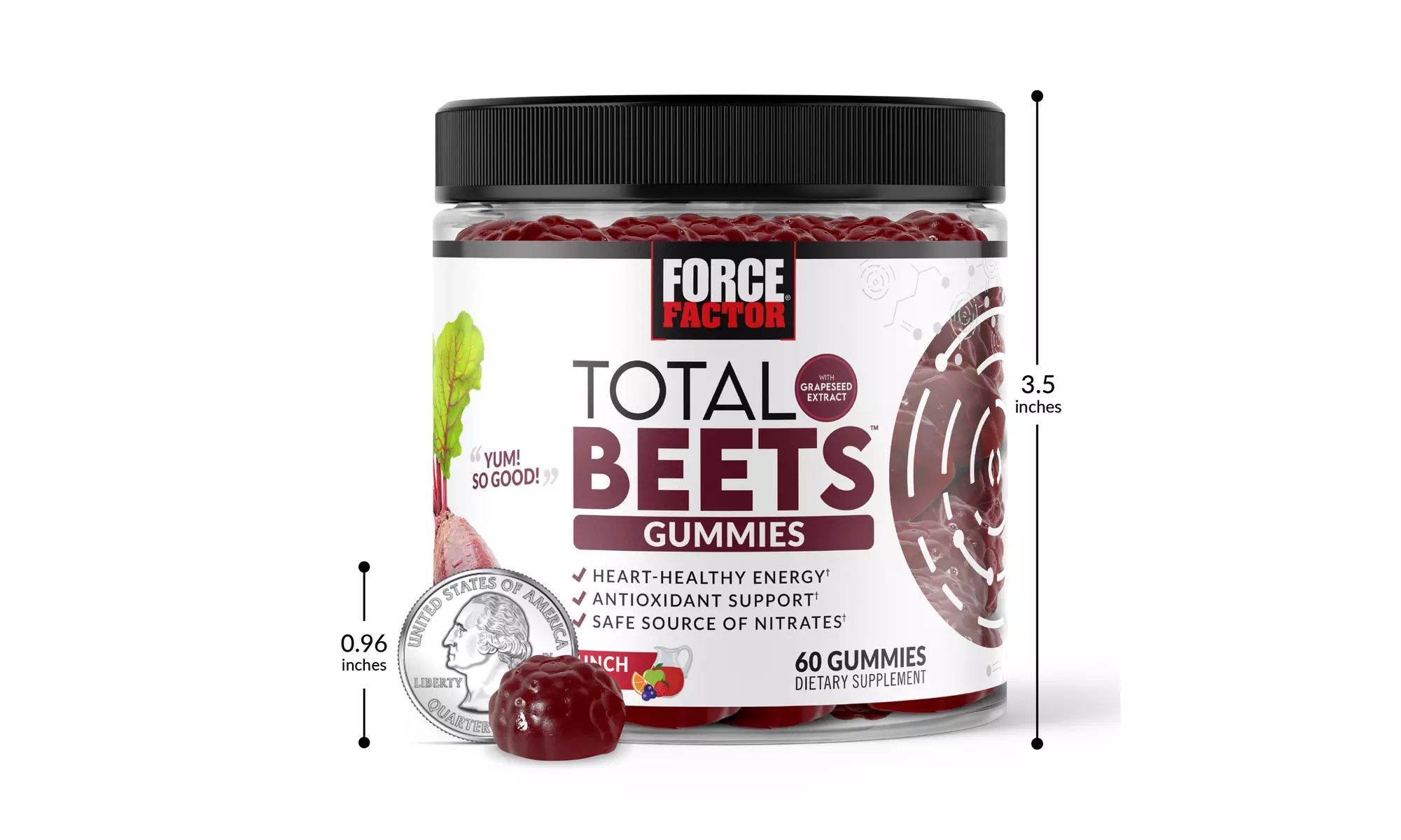 Force Factor Total Beets Gummies, Heart Healthy Energy, Beet Root, Antioxidants - Second Medium